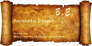 Berthold Elemér névjegykártya